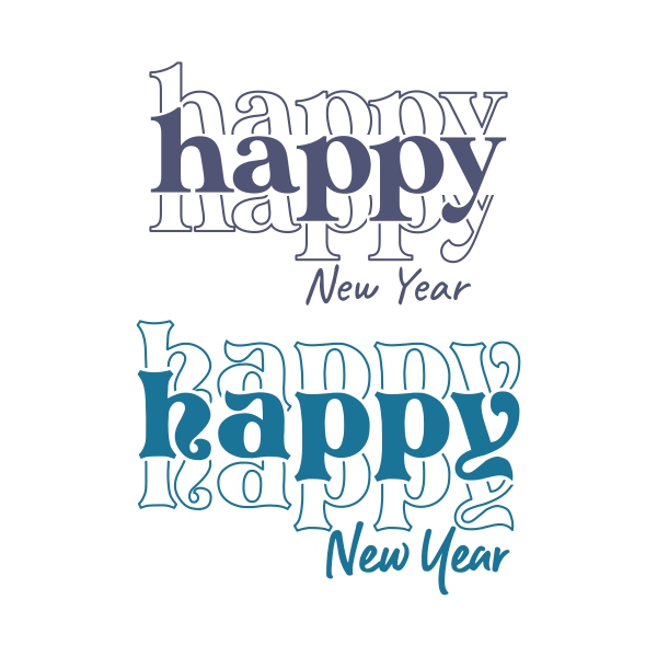 Happy New Year SVG #7 Word Art Vector Clipart Cuttable Design
