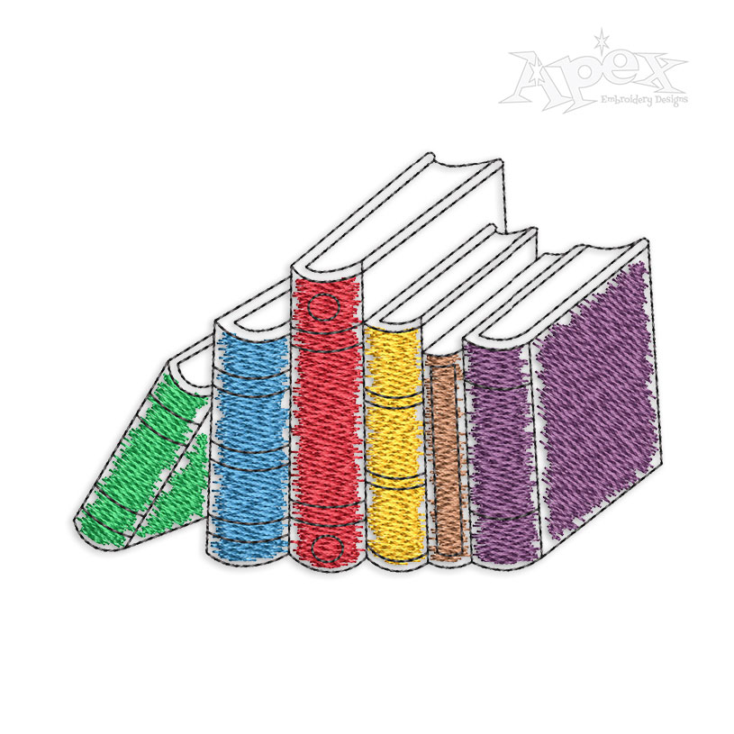 Book Pile Instant Download Digital Files Machine Embroidery Design