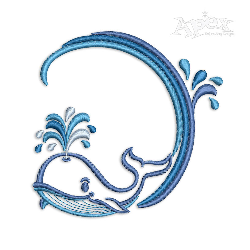 Whale and Wave Machine Embroidery Designs Instant Download Digital Files