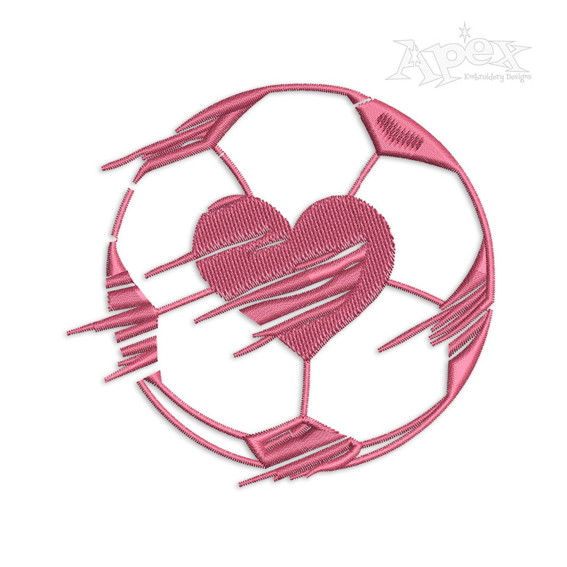 Love Heart Soccer Ball Football Machine Embroidery Design