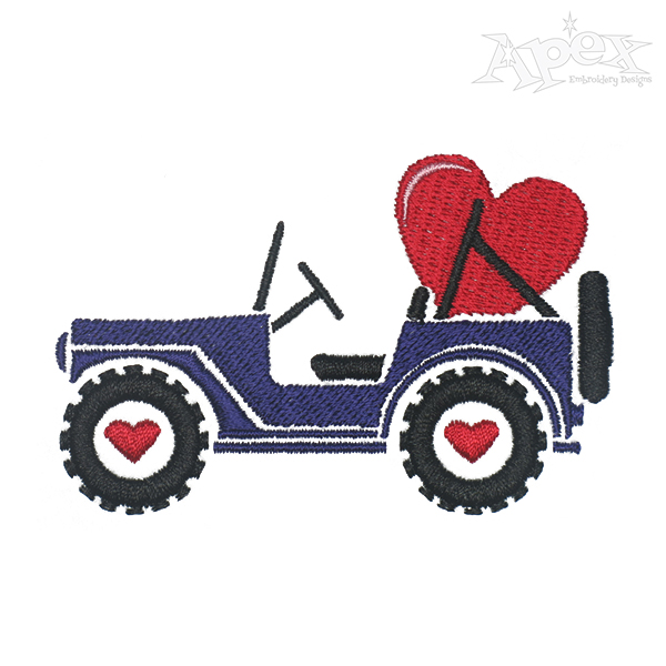 Valentines Day Jeep Truck with Hauling Red Heart with Wheels
