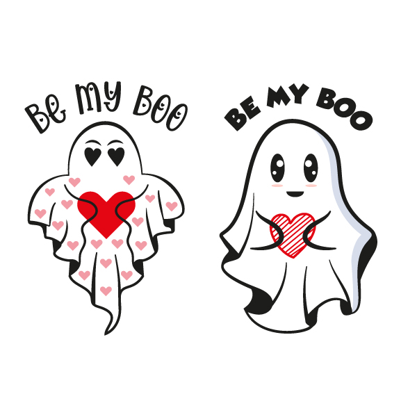 Be My Boo Ghost holding Heart SVG Cut File Clip Art Graphic Design