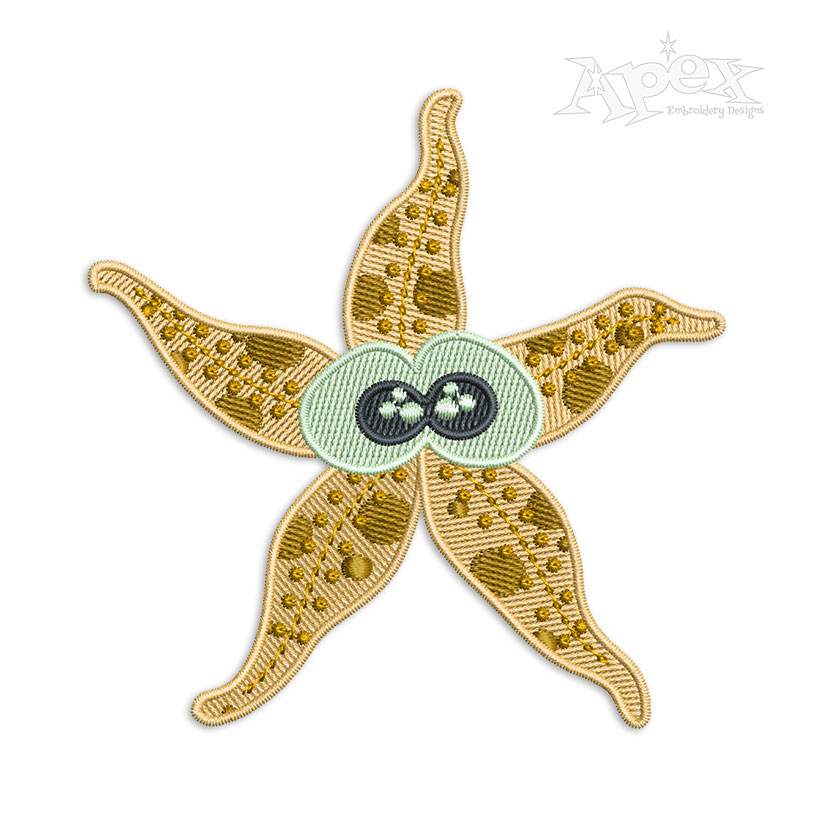 Starfish with Cartoon Eyes Machine Embroidery Design