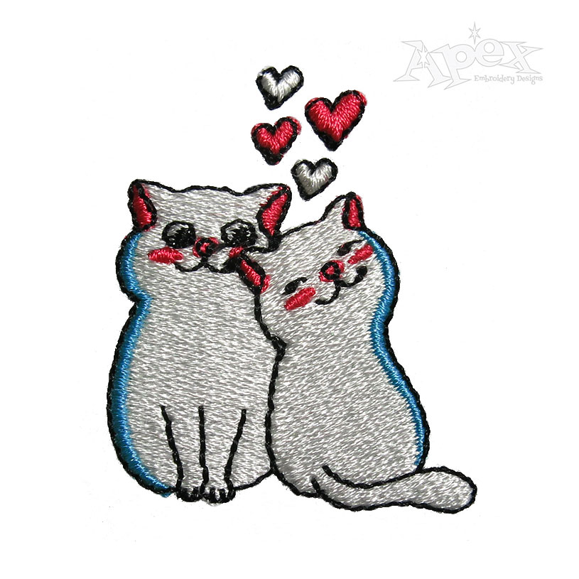 Couple Love Cats Machine Embroidery Design