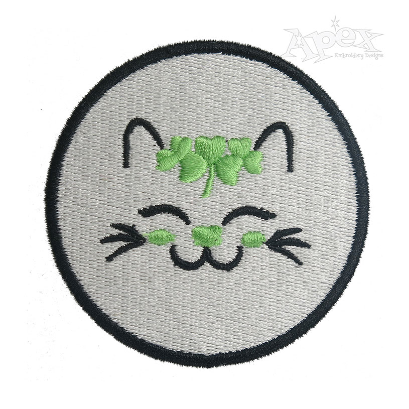 St. Patrick's Day Cat Patch Machine Embroidery Design