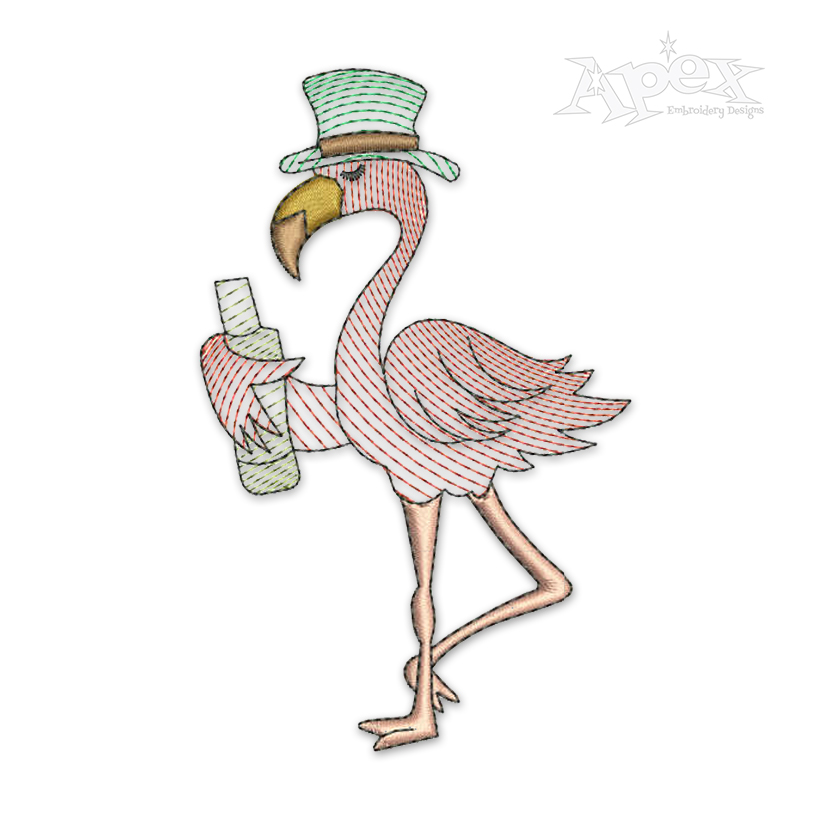 St. Patrick's Day Flamingo Sketch Machine Embroidery Design