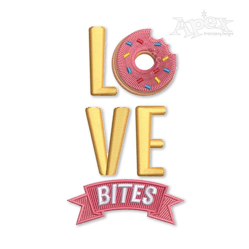 Love Bites Valentine's Day Donut Machine Embroidery Design