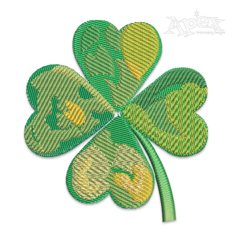 Watercolor 4-Leaf Clover Irish Ireland St. Patrick's Day Theme Machine Embroidery Design