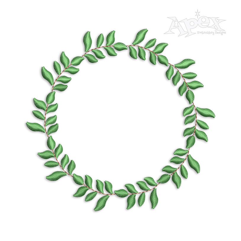 Spring Leaves Circle Wreath Frame Machine Embroidery Design
