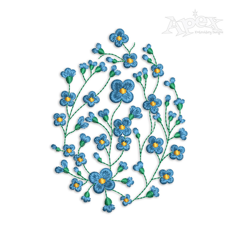 Georgia Blue Flowers Bush Machine Embroidery Design