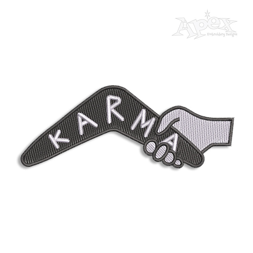 Karma is a Boomerang Machine Embroidery Design