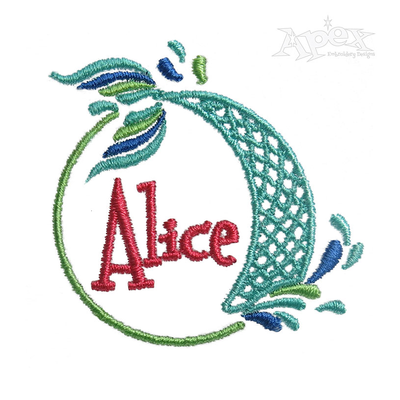 Mermaid Tail Round Frame Machine Embroidery Design
