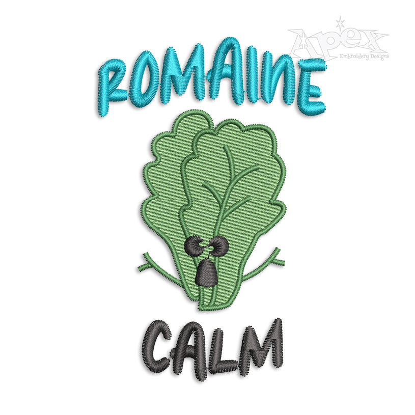 Romaine Calm Fun Quote Vegetable Machine Embroidery Design