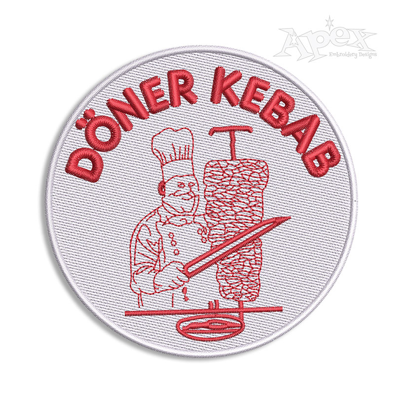 Doner Kebab Machine Embroidery Design Turkish Turkey Seasoned Meat