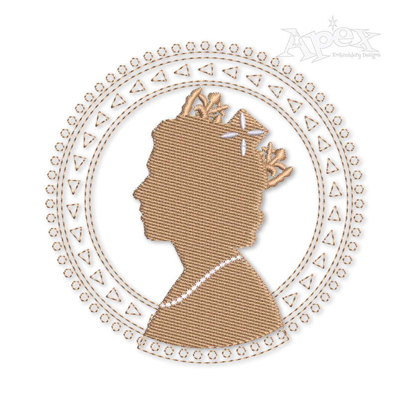 Queen Elizabeth II Silhouette Machine Embroidery Design