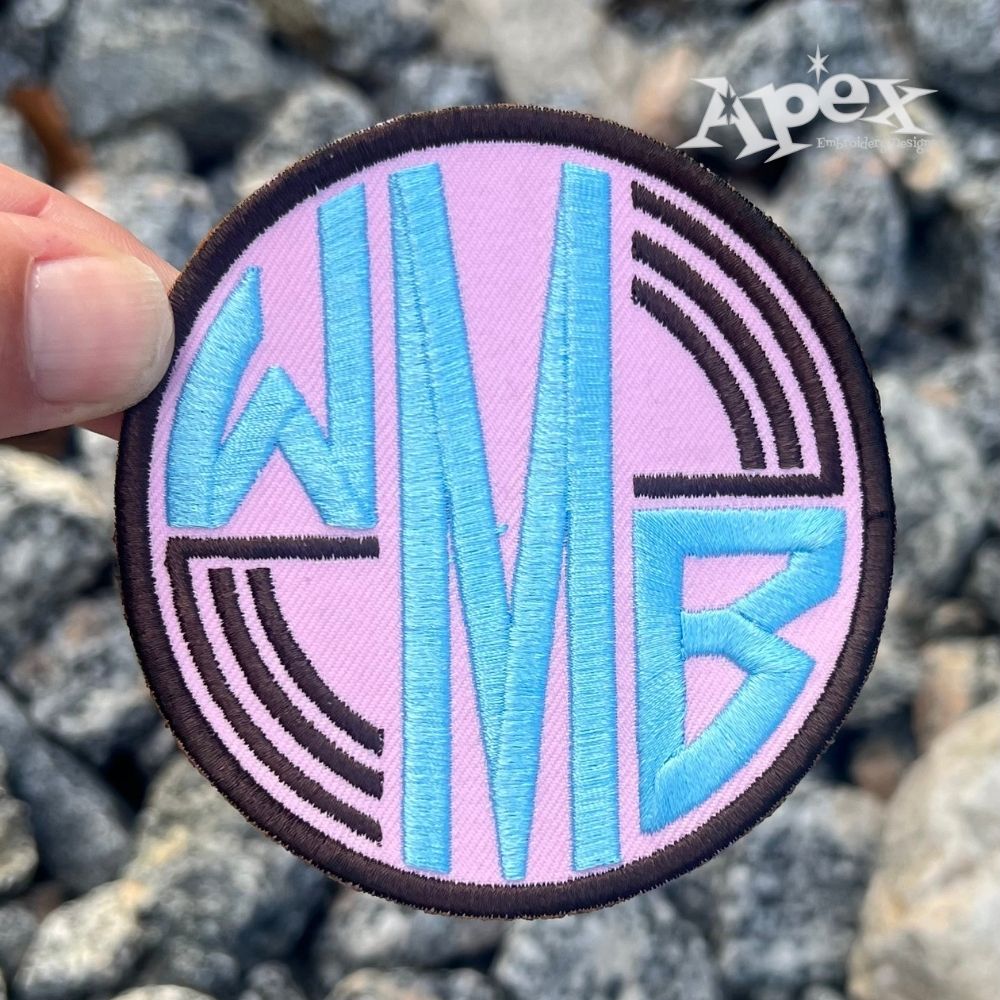 Round Lined Circle Embroidery Font