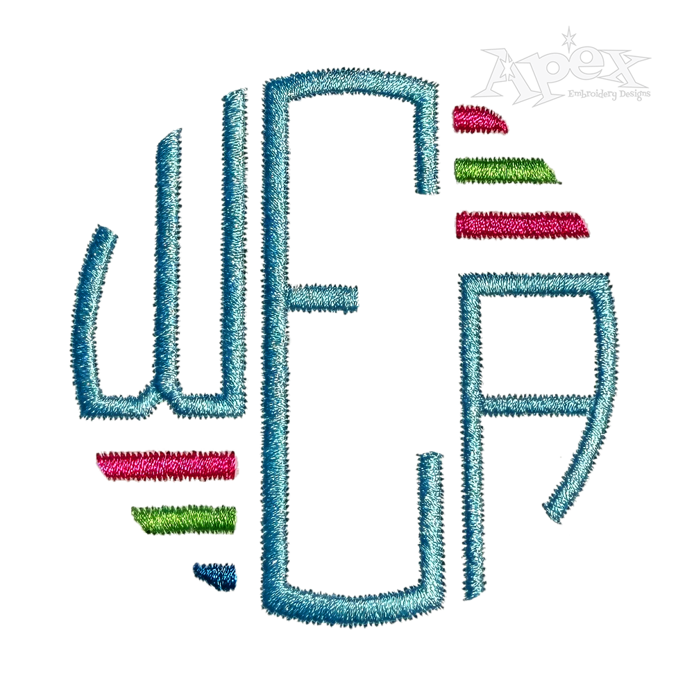 Round Circle Lined Embroidery Font