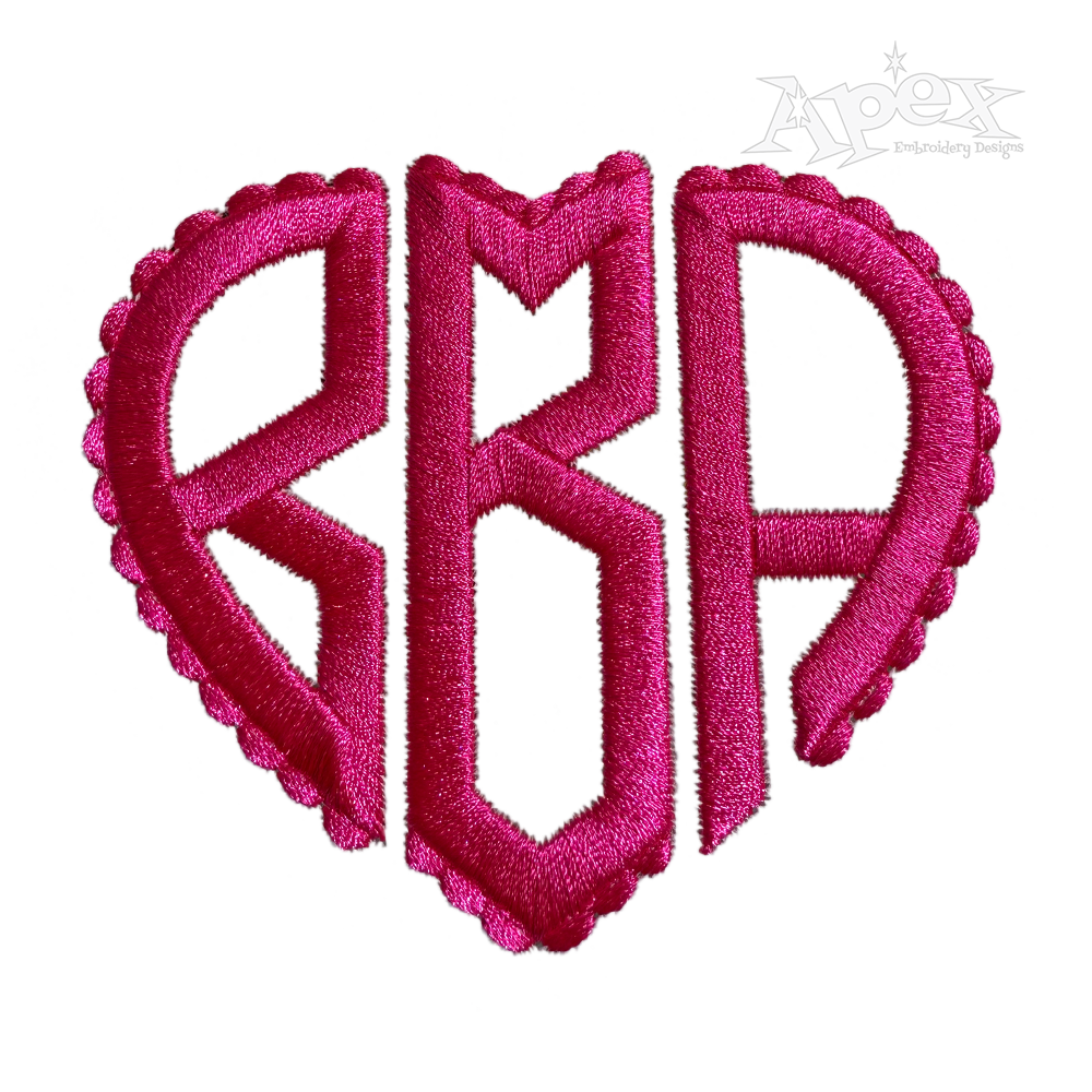 Heart Scalloped Monograms Embroidery Font