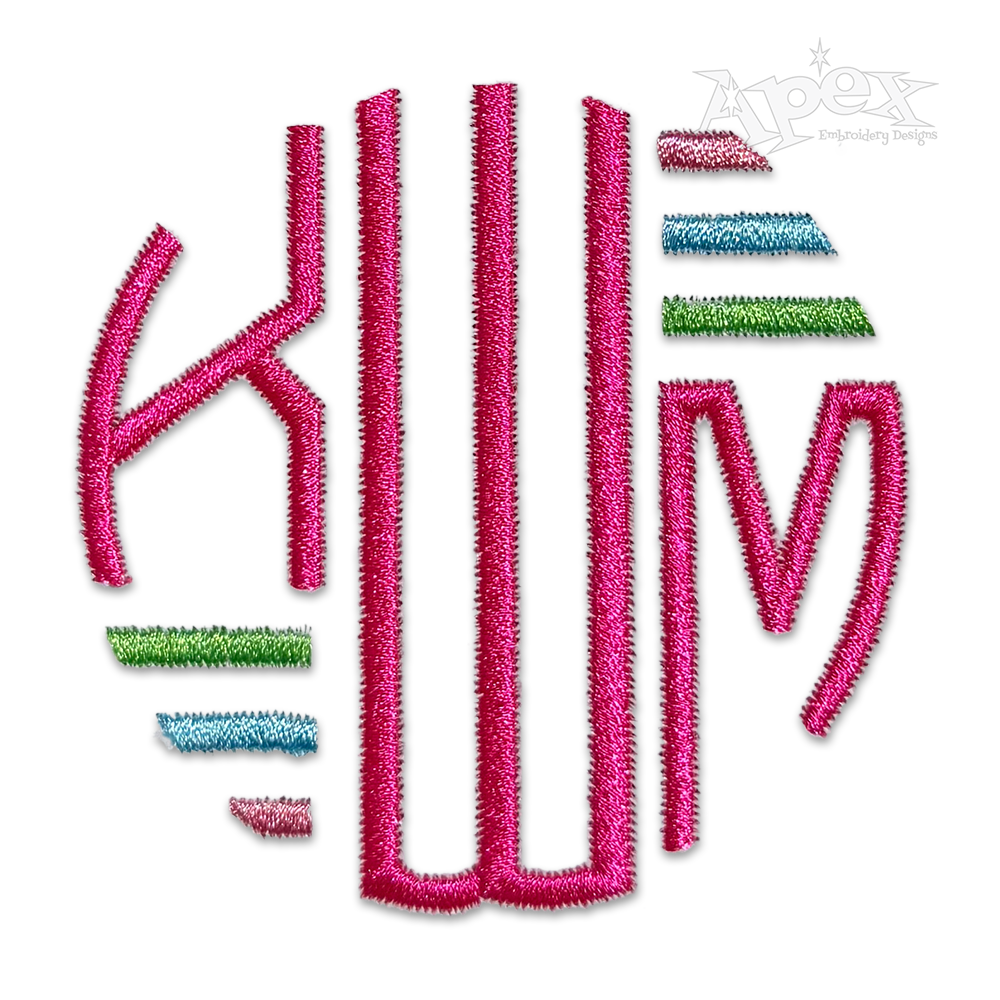 Round Circle Lined Monogram Embroidery Font