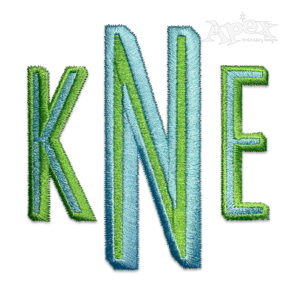 Maxwell Slim Block Machine Embroidery Font - Apex