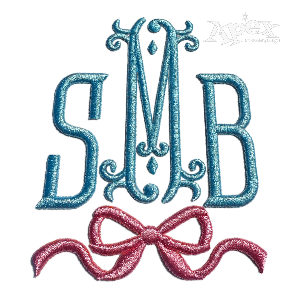 Vienna Machine Monogram Embroidery Font 3D
