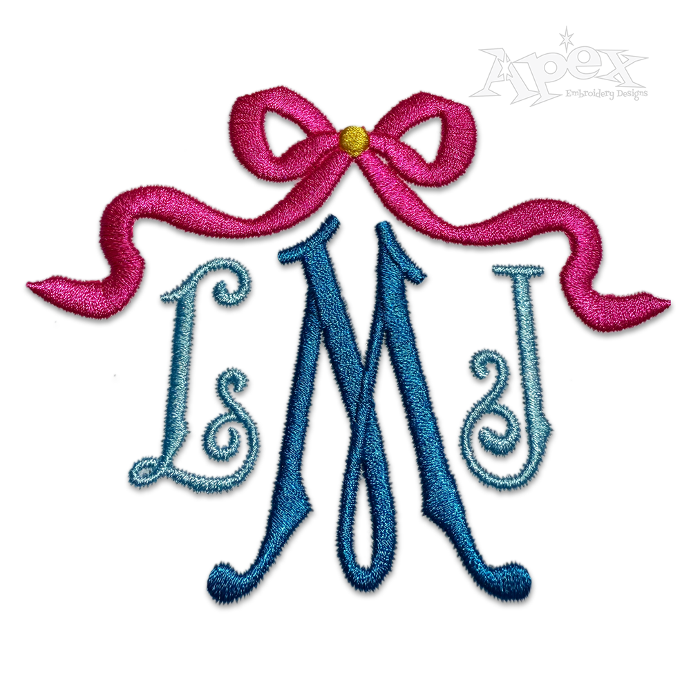 English Monogram Embroidery Font with Bow