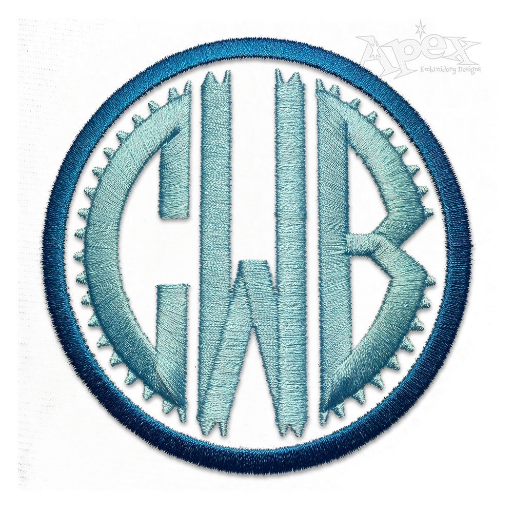 Circle Jagged Spocket Monogram Machine Embroidery Font Letters