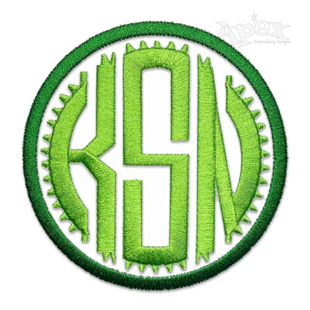 Circle Jagged Spocket Monogram Machine Embroidery Font