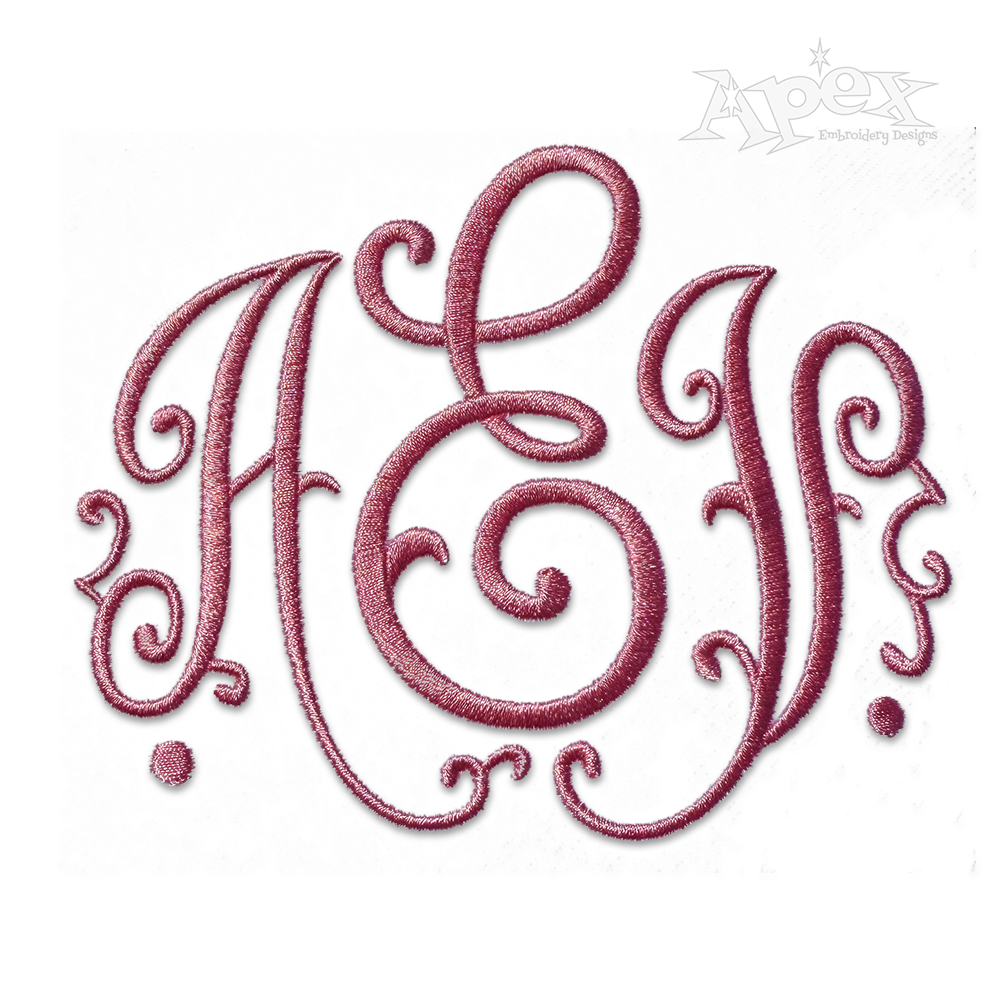 Paris Machine Embroidery Monogram Font Apex