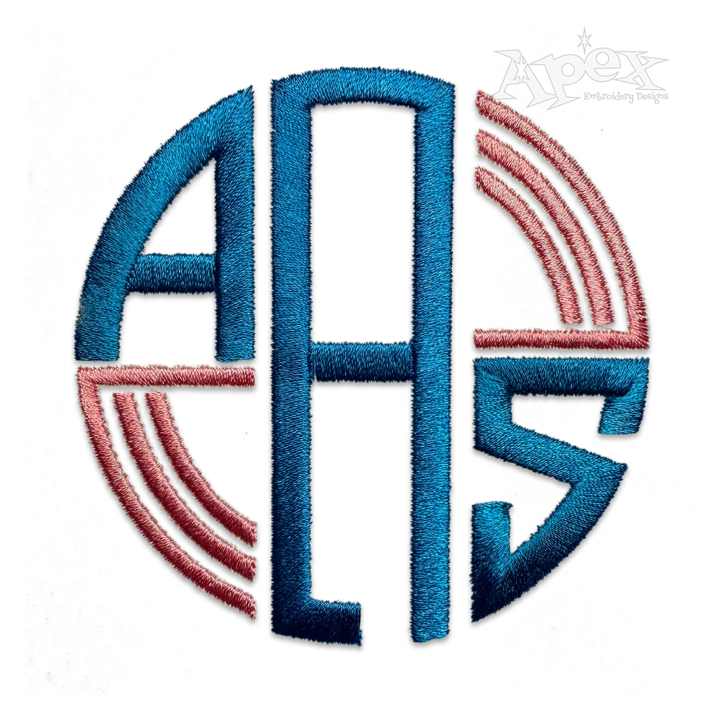 Round Lined Circle Embroidery Font Letters