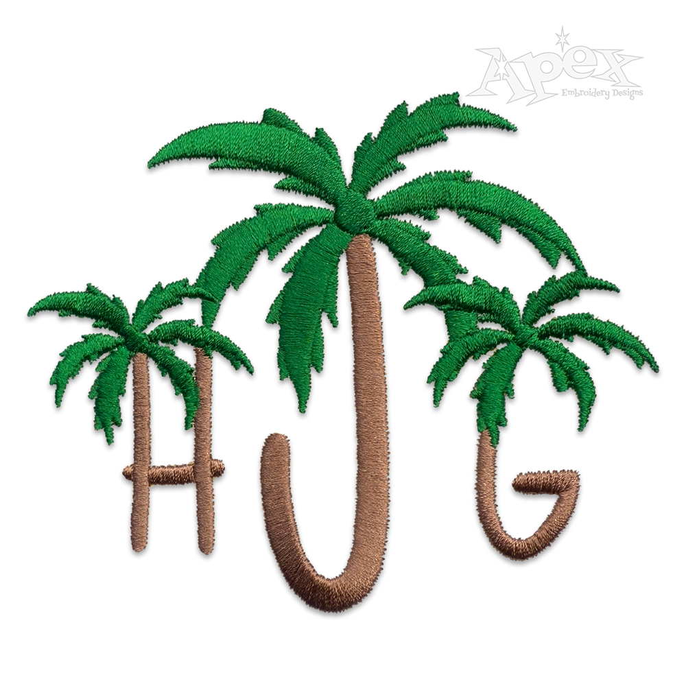 Palm Tree Beach Machine Embroidery Font