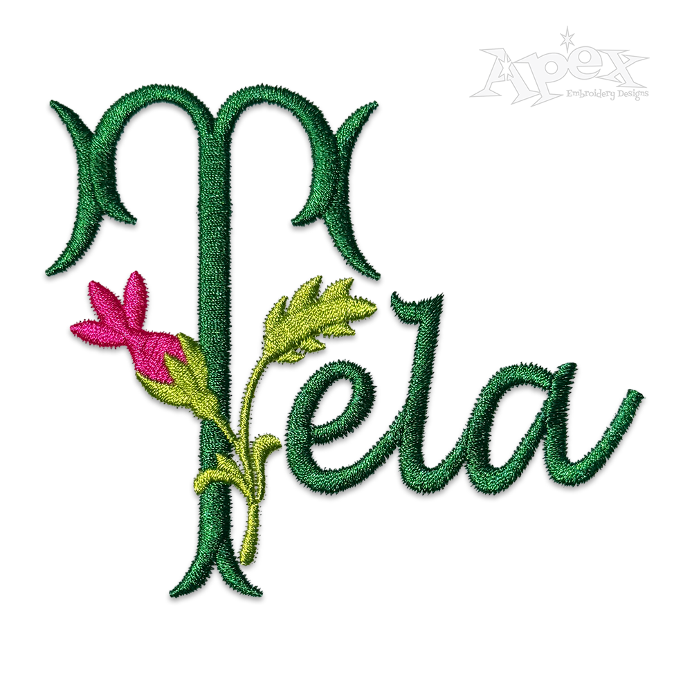 Rose Fishtail Machine Embroidery Font