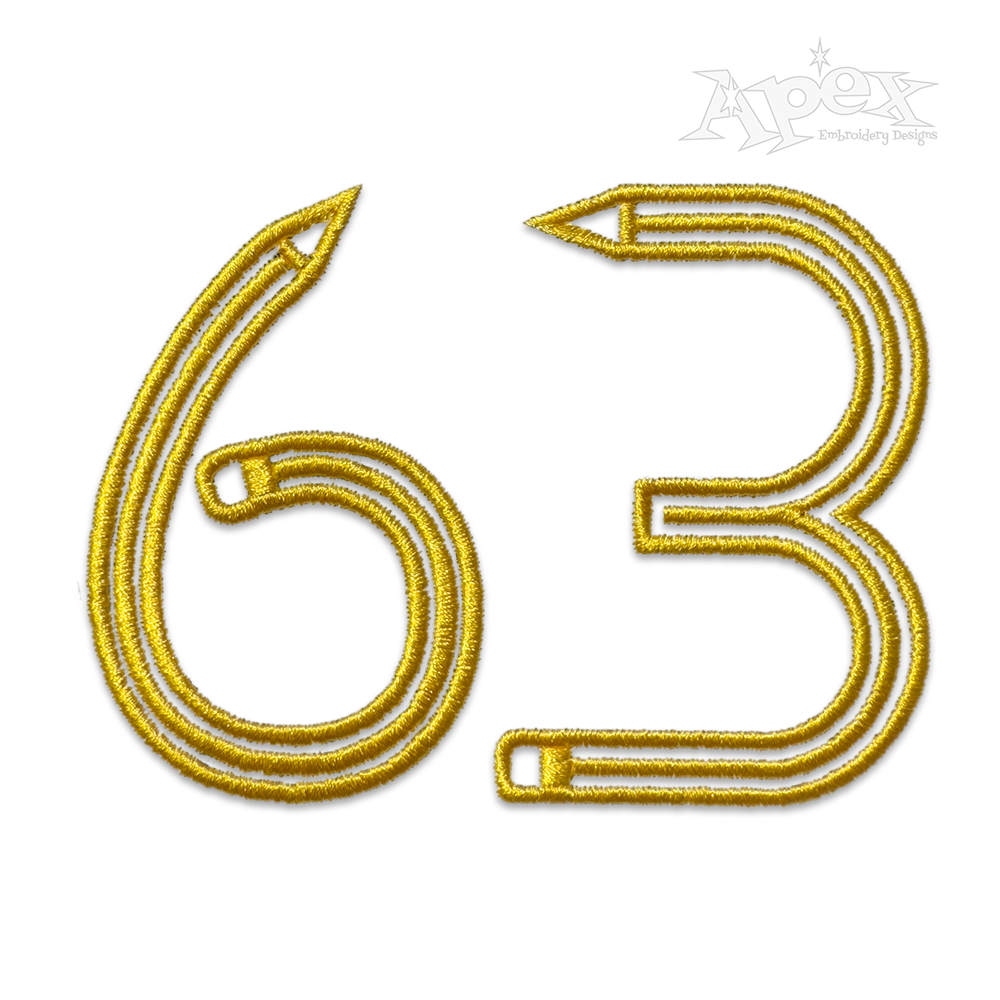 School Supplies Alphabet Machine Embroidery Font Pencil