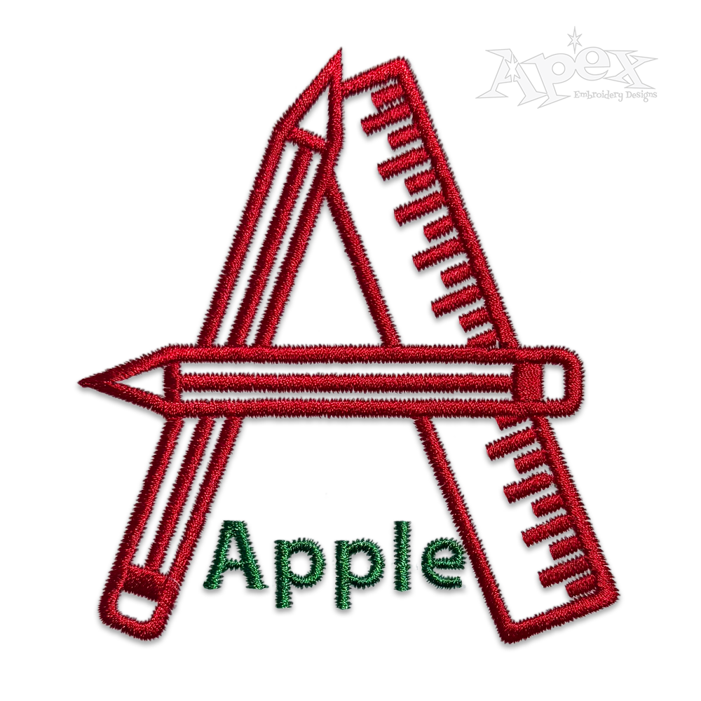 School Supplies Alphabet Machine Embroidery Font by Apex