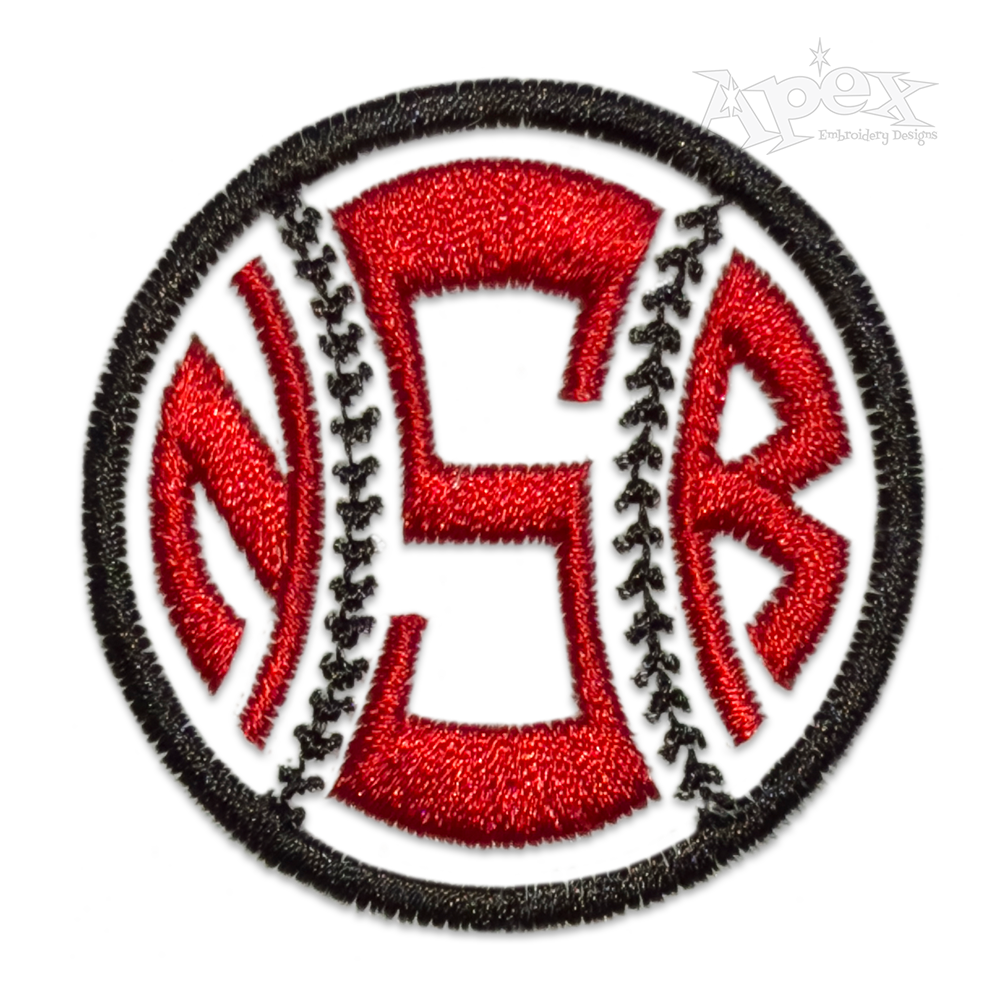 Round Baseball Monogram Machine Embroidery Font