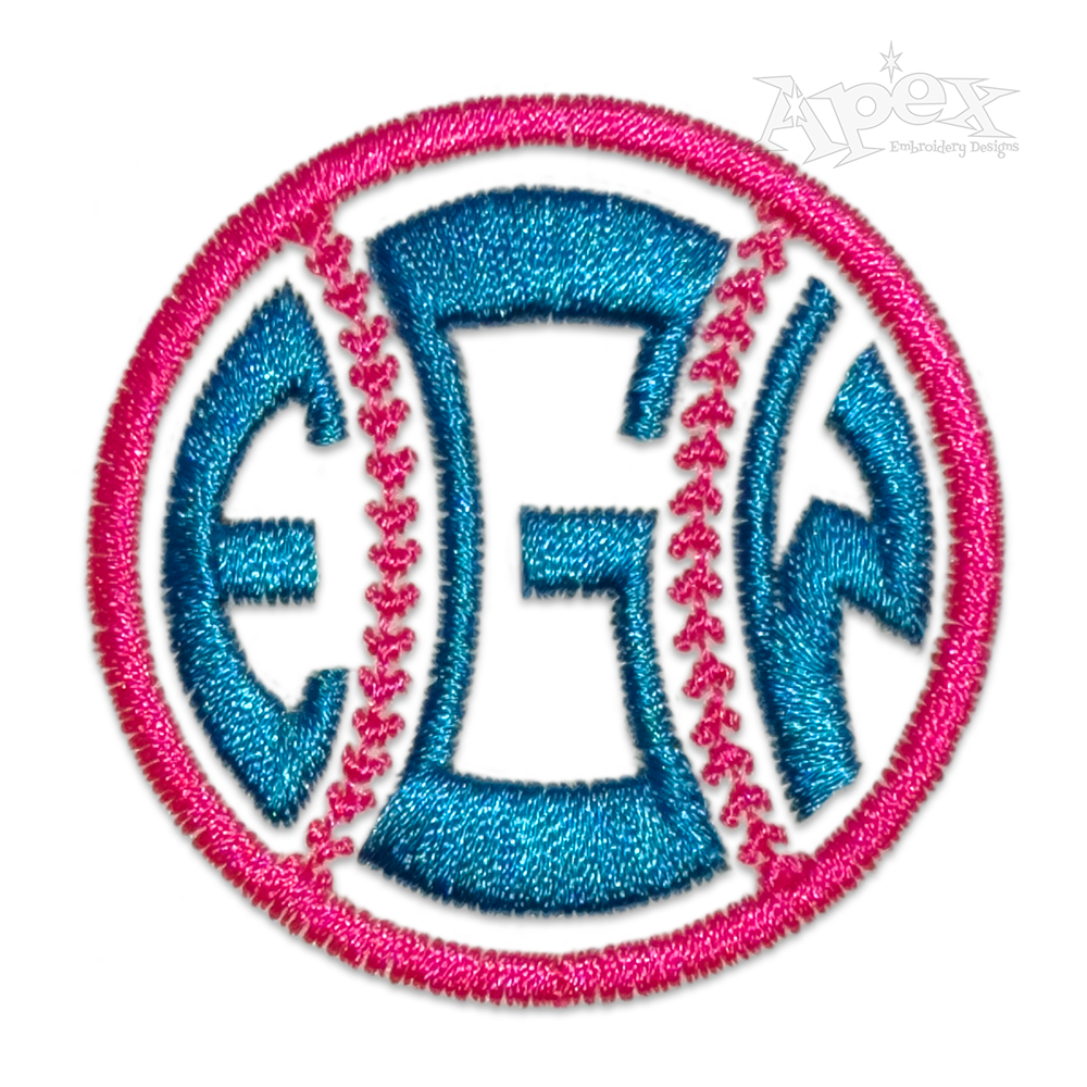 Round Baseball Monogram Machine Embroidery Fonts