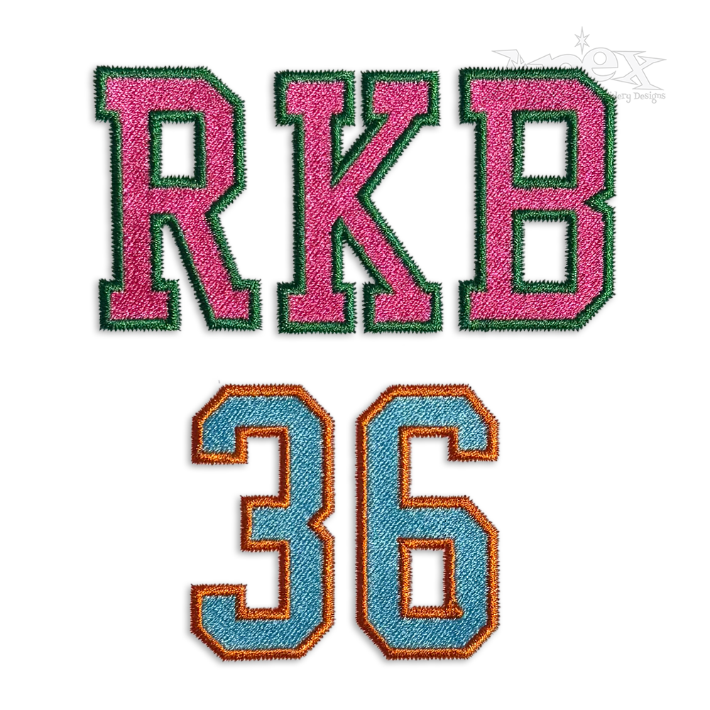 Athletic Tall Block Machine Embroidery Font Letters - Apex