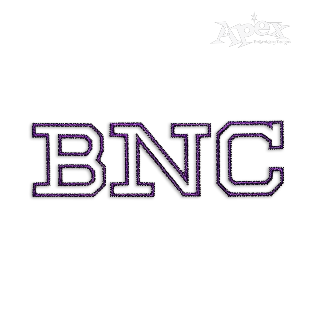 Block Outline Embroidery Font by Apex Designs