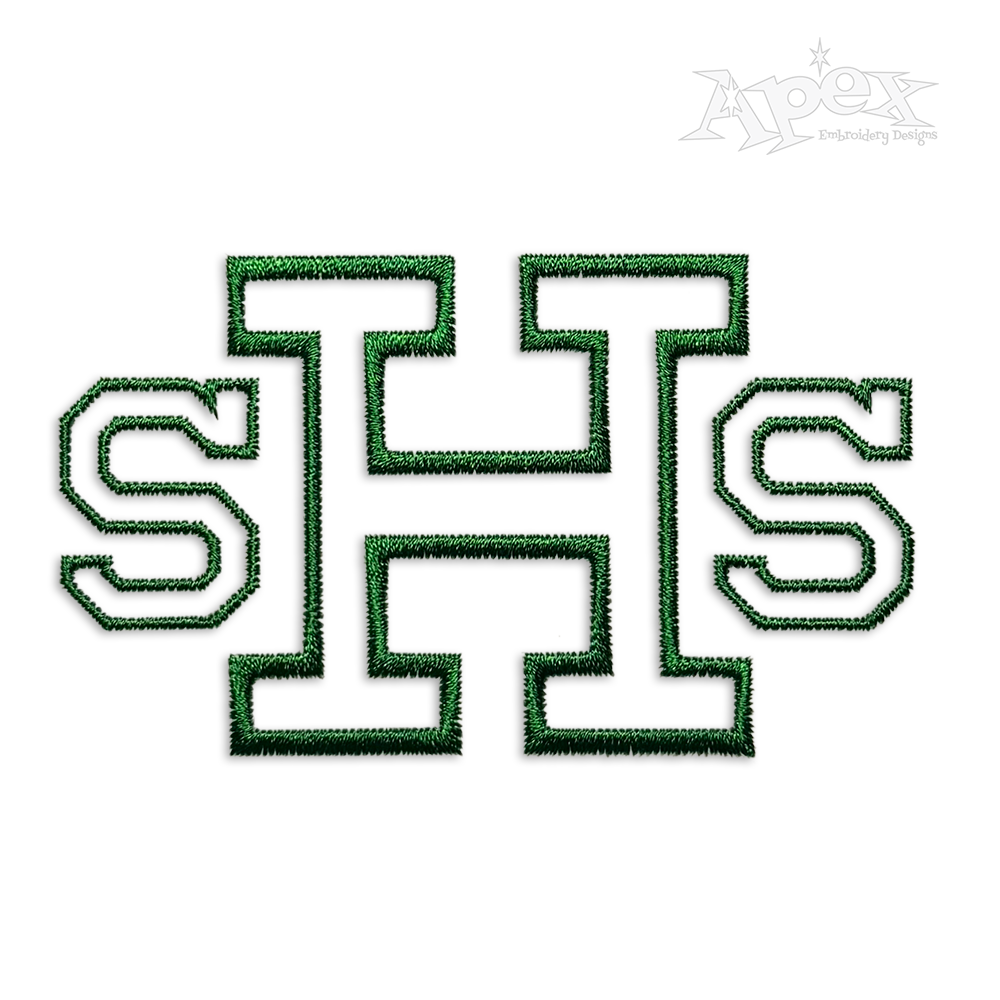 Block Outline Embroidery Font by Apex