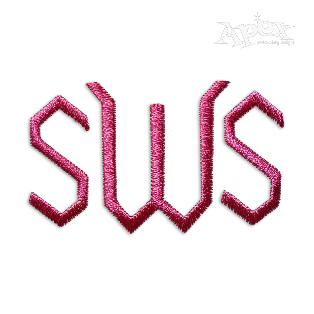 Diamond Top Embroidery Font by Apex Designs Letters