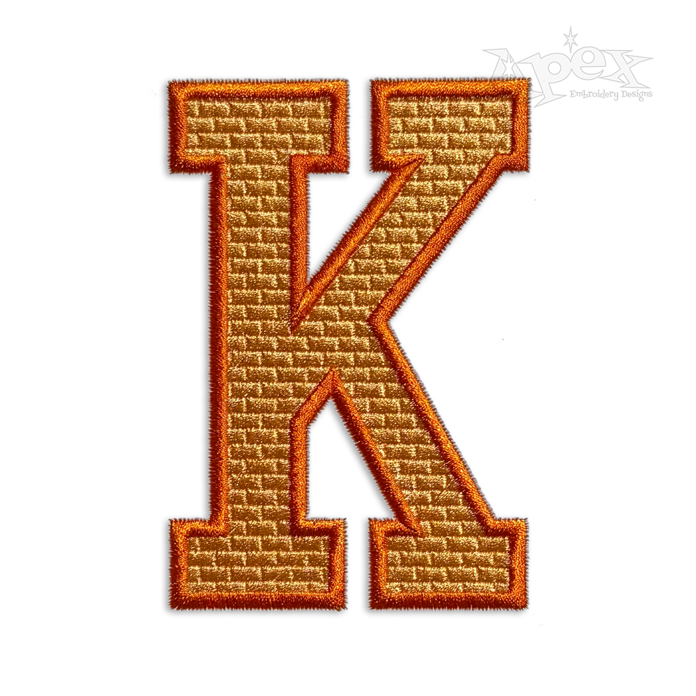 Athletic Block with Brick Fill Machine Embroidery Font by Apex