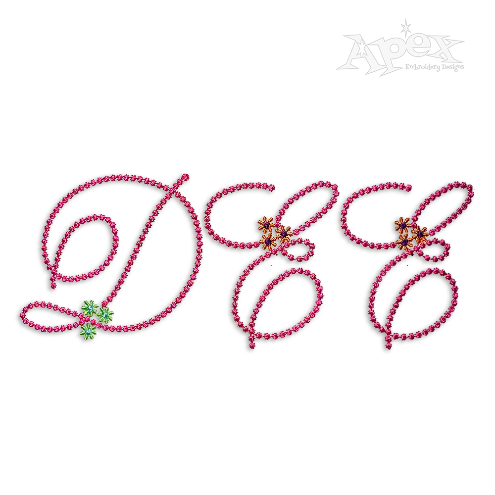 Flowers Polka Dots Machine Embroidery Font by Apex