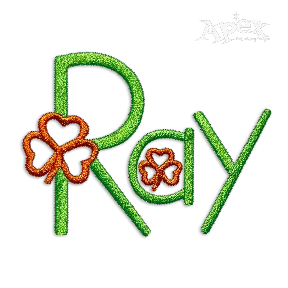 St. Patrick's Day Shamrock Clover Machine Embroidery Font Apex