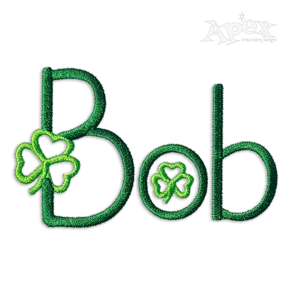 St. Patrick's Day Shamrock Clover Machine Embroidery Font Apex Letters
