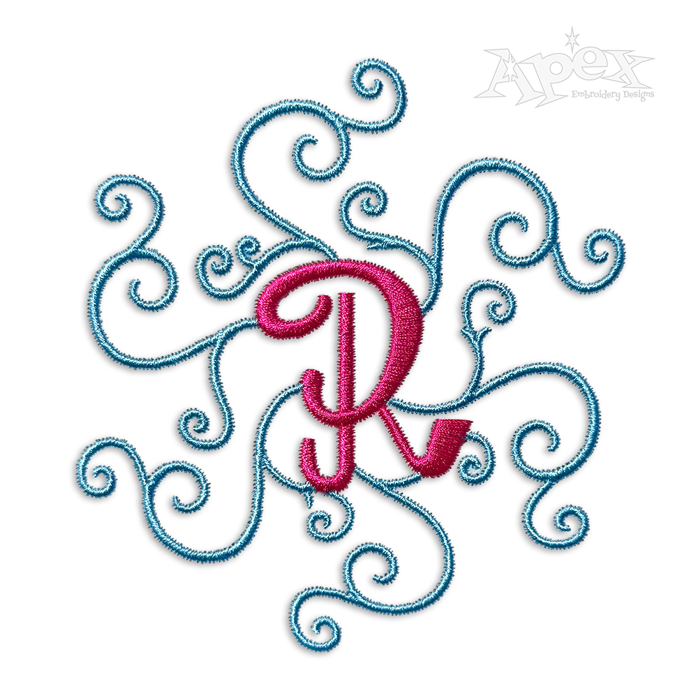 Snow Scroll Two Color Monogram Font by Apex Designs