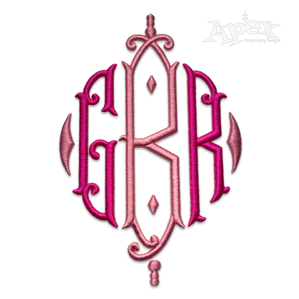 Royal Diamond Monogram 3D Puff Embroidery Font