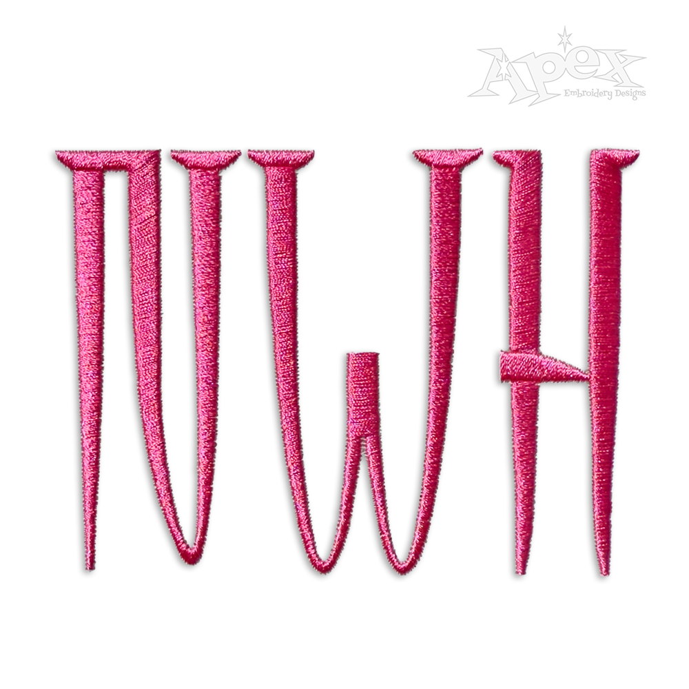 Dagger Machine Embroidery Alphabet Font Design