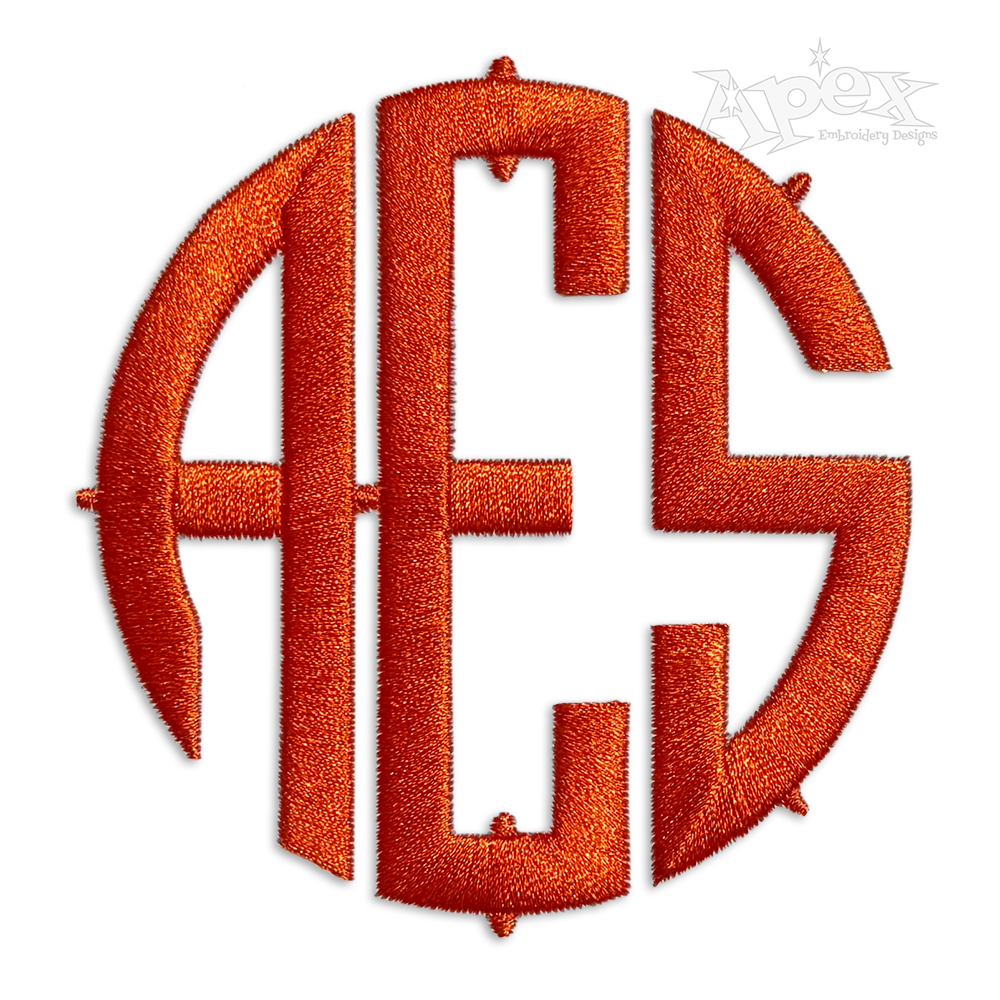 Western Circle Monogram Machine Embroidery Font by Apex Letters