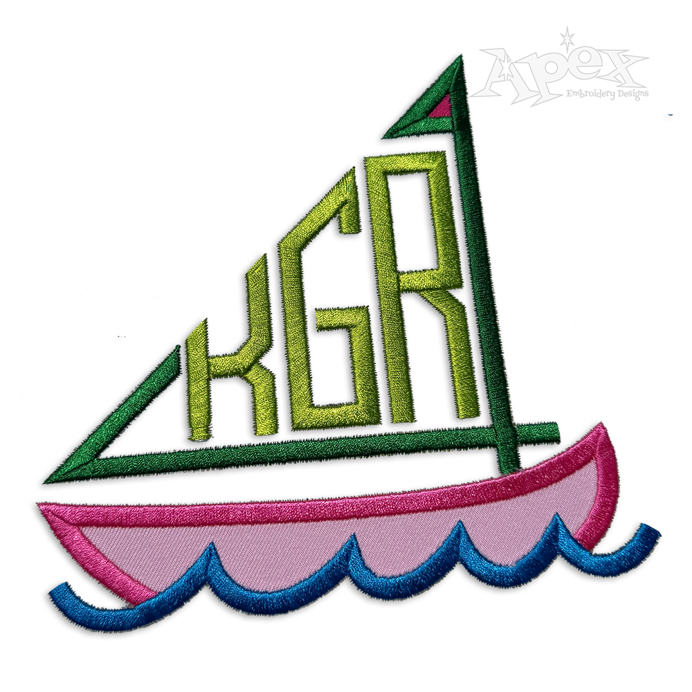 Boat Monogram Applique Embroidery Font