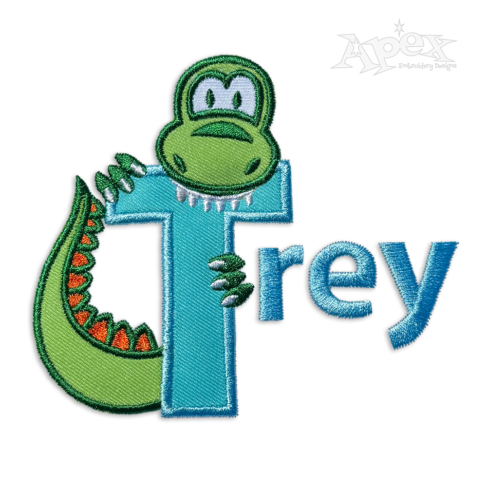Dinosaur Applique Machine Embroidery Font Design by Apex